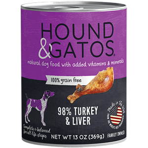 Hound & Gatos 98% Turkey & Turkey Liver Canned Dog Food 13oz - 12 Case Hound & Gatos, turkey, Canned, Dog Food, hound, gatos, hound and gatos, turkey liver